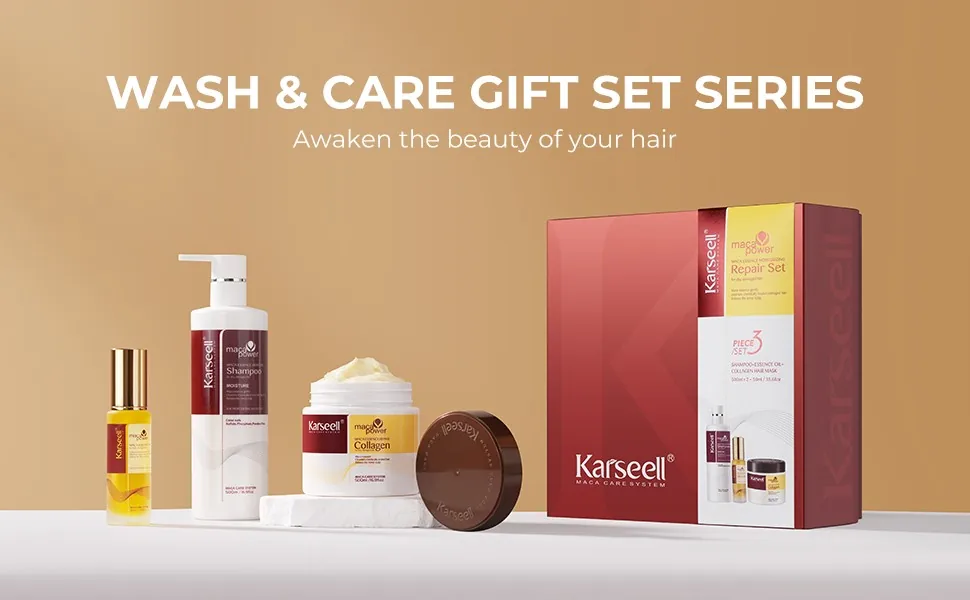 Karseell Maschera per capelli al collagene+Shampoo per capelli+Olio di Argan Set